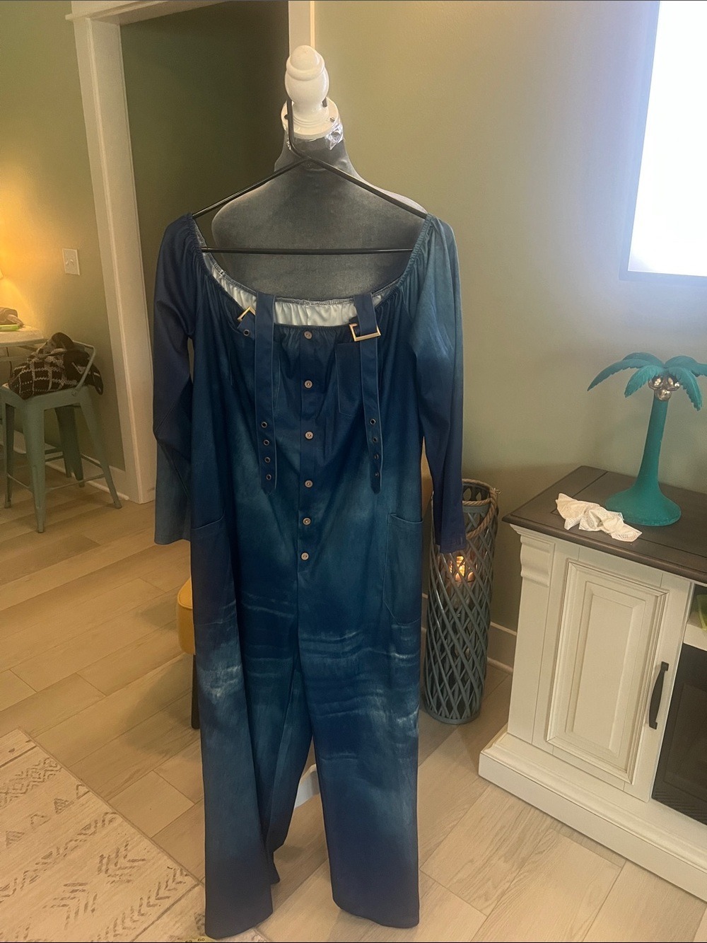 Amazon Women's Blue Ombre Jumpsuit with Button Front